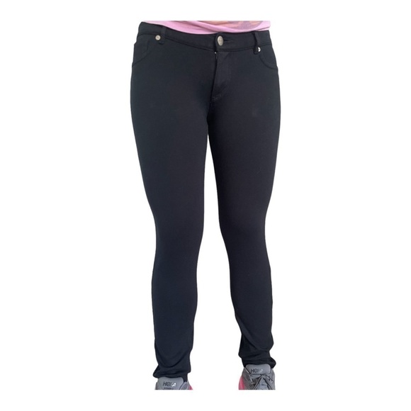 Body C stretchy black leggings/pants 5 pockets design zip/button Women M - Picture 3 of 16